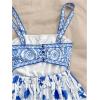 image:imageMakeMeChic Womens Summer Tribal Print Cami Dress Sleeveless A Line Flare Mini Dresses Boho SundressBlue and White