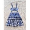 image:imageMakeMeChic Womens Summer Tribal Print Cami Dress Sleeveless A Line Flare Mini Dresses Boho SundressBlue and White B