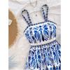 image:imageMakeMeChic Womens Summer Tribal Print Cami Dress Sleeveless A Line Flare Mini Dresses Boho SundressBlue and White B