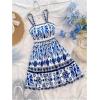 image:imageMakeMeChic Womens Summer Tribal Print Cami Dress Sleeveless A Line Flare Mini Dresses Boho SundressBlue and White B