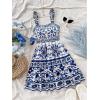 image:imageMakeMeChic Womens Summer Tribal Print Cami Dress Sleeveless A Line Flare Mini Dresses Boho SundressBlue and White C
