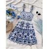 image:imageMakeMeChic Womens Summer Tribal Print Cami Dress Sleeveless A Line Flare Mini Dresses Boho SundressBlue and White C