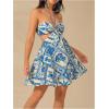 image:imageMakeMeChic Womens Summer Tropical Print Mini Dress Sundress 2025 Halter Backless Cut Out Short DressesBlue and White
