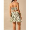 image:imageMakeMeChic Womens Summer Tropical Print Mini Dress Sundress 2025 Halter Backless Cut Out Short DressesMulticolor