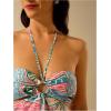image:imageMakeMeChic Womens Summer Tropical Print Mini Dress Sundress 2025 Halter Backless Cut Out Short DressesMulticolor B