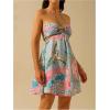 image:imageMakeMeChic Womens Summer Tropical Print Mini Dress Sundress 2025 Halter Backless Cut Out Short DressesMulticolor B
