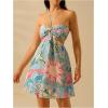 image:imageMakeMeChic Womens Summer Tropical Print Mini Dress Sundress 2025 Halter Backless Cut Out Short DressesMulticolor B