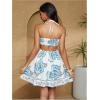 image:imageMakeMeChic Womens Summer Tropical Print Mini Dress Sundress 2025 Halter Backless Cut Out Short DressesMulticolor C