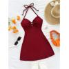 image:imageMakeMeChic Womens Summer Vacation Dress Backless Beach Dress Y2k Halter Mini Dresses SundressBurgundy