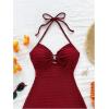 image:imageMakeMeChic Womens Summer Vacation Dress Backless Beach Dress Y2k Halter Mini Dresses SundressBurgundy
