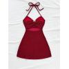 image:imageMakeMeChic Womens Summer Vacation Dress Backless Beach Dress Y2k Halter Mini Dresses SundressBurgundy