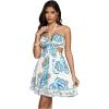 image:imageMakeMeChic Womens Summer Tropical Print Mini Dress Sundress 2025 Halter Backless Cut Out Short DressesMulticolor C