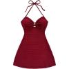image:imageMakeMeChic Womens Summer Vacation Dress Backless Beach Dress Y2k Halter Mini Dresses SundressBurgundy