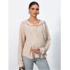 image:imageMakeMeChic Womens Maternity Hoodie Drawstring Half Zip Long Sleeve Tops Pregnancy SweatshirtKhaki