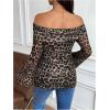 image:imageMakeMeChic Womens Maternity Leopard Print Shirt Mesh Off The Shoulder Bell Sleeve Pregnancy TopMulticolor