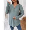 image:imageMakeMeChic Womens Maternity Long Sleeve Shirts Round Neck Loose Pregnancy Tee TopsOlive Green