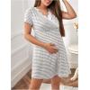 image:imageMakeMeChic Womens Maternity Pajamas Dress Striped V Neck Breastfeeding Pregnancy SleepwearMulticolor