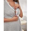 image:imageMakeMeChic Womens Maternity Pajamas Dress Striped V Neck Breastfeeding Pregnancy SleepwearMulticolor