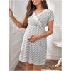 image:imageMakeMeChic Womens Maternity Pajamas Dress Striped V Neck Breastfeeding Pregnancy SleepwearMulticolor