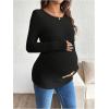 image:imageMakeMeChic Womens Maternity Shirts Knit Wrap Nursing Top Fall Maternity ClothesBlack