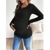 image:imageMakeMeChic Womens Maternity Shirts Knit Wrap Nursing Top Fall Maternity ClothesBlack