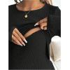 image:imageMakeMeChic Womens Maternity Shirts Knit Wrap Nursing Top Fall Maternity ClothesBlack