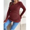 image:imageMakeMeChic Womens Maternity Shirts Knit Wrap Nursing Top Fall Maternity ClothesBurgundy