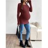 image:imageMakeMeChic Womens Maternity Shirts Knit Wrap Nursing Top Fall Maternity ClothesBurgundy