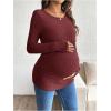 image:imageMakeMeChic Womens Maternity Shirts Knit Wrap Nursing Top Fall Maternity ClothesBurgundy