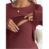 image:imageMakeMeChic Womens Maternity Shirts Knit Wrap Nursing Top Fall Maternity ClothesBurgundy