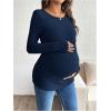 image:imageMakeMeChic Womens Maternity Shirts Knit Wrap Nursing Top Fall Maternity ClothesDark Blue
