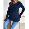 image:imageMakeMeChic Womens Maternity Shirts Knit Wrap Nursing Top Fall Maternity ClothesDark Blue