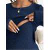 image:imageMakeMeChic Womens Maternity Shirts Knit Wrap Nursing Top Fall Maternity ClothesDark Blue