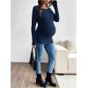 image:imageMakeMeChic Womens Maternity Shirts Knit Wrap Nursing Top Fall Maternity ClothesDark Blue