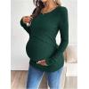 image:imageMakeMeChic Womens Maternity Shirts Knit Wrap Nursing Top Fall Maternity ClothesGreen