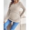 image:imageMakeMeChic Womens Maternity Shirts Knit Wrap Nursing Top Fall Maternity ClothesKhaki