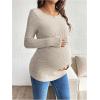 image:imageMakeMeChic Womens Maternity Shirts Knit Wrap Nursing Top Fall Maternity ClothesKhaki