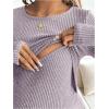 image:imageMakeMeChic Womens Maternity Shirts Knit Wrap Nursing Top Fall Maternity ClothesPurple