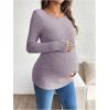 image:imageMakeMeChic Womens Maternity Shirts Knit Wrap Nursing Top Fall Maternity ClothesPurple