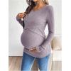 image:imageMakeMeChic Womens Maternity Shirts Knit Wrap Nursing Top Fall Maternity ClothesPurple