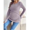 image:imageMakeMeChic Womens Maternity Shirts Knit Wrap Nursing Top Fall Maternity ClothesPurple