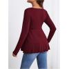 image:imageMakeMeChic Womens Maternity Shirts Mesh V Neck Tie Front Ruched Ruffle Long Sleeve Pregnancy TopsBurgundy