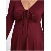 image:imageMakeMeChic Womens Maternity Shirts Mesh V Neck Tie Front Ruched Ruffle Long Sleeve Pregnancy TopsBurgundy