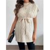 image:imageMakeMeChic Womens Maternity Sweater Cable Knit Mock Neck Cap Sleeve Split Pregnancy Pullover TopApricot