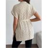 image:imageMakeMeChic Womens Maternity Sweater Cable Knit Mock Neck Cap Sleeve Split Pregnancy Pullover TopApricot