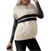 image:imageMakeMeChic Womens Maternity Sweater Striped Crew Neck Cap Sleeve Pregnancy PulloversApricot
