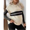 image:imageMakeMeChic Womens Maternity Sweater Striped Crew Neck Cap Sleeve Pregnancy PulloversApricot