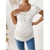 image:imageMakeMeChic Womens Maternity Tee Shirt Floral Scoop Neck Button Short Sleeve Pregnancy Nursing TeesWhite