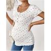 image:imageMakeMeChic Womens Maternity Tee Shirt Floral Scoop Neck Button Short Sleeve Pregnancy Nursing TeesWhite