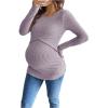 image:imageMakeMeChic Womens Maternity Shirts Knit Wrap Nursing Top Fall Maternity ClothesPurple